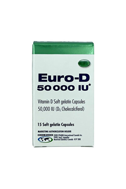 EURO D Vitamin D Supplement, 50000 Iu Capsules, 15 Tablets