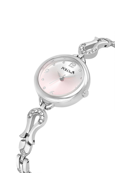 Poloair ساعة يد نسائية كلاسيكية لون فضي وردي PL-1599B4x