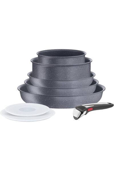 T-fal طقم أواني طهي تيفال إنجينيو ناتشورال من 8 قطع، قابل للتكديس، بطبقة غير ...