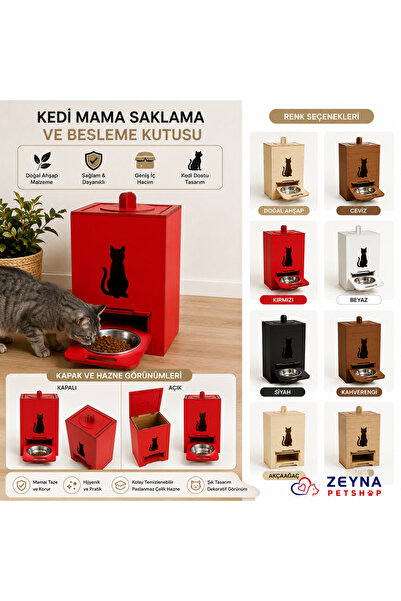 Genel Markalar Kedi Mama Saklama ve Besleme Kutusu