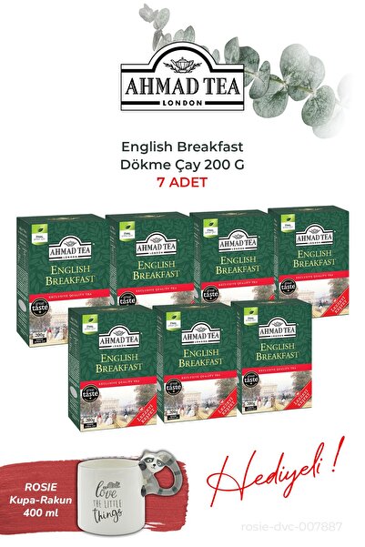 Ahmad Tea Bulk Tea 7 Packs of English Breakfast 200 g and Raccoon Mug