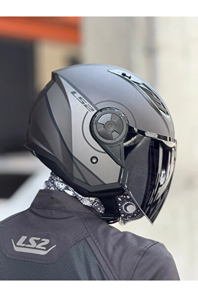 LS2 AIRFLOW 2 COVER MAT SİYAH-GRİ KASK (SİYAH VİZÖR)