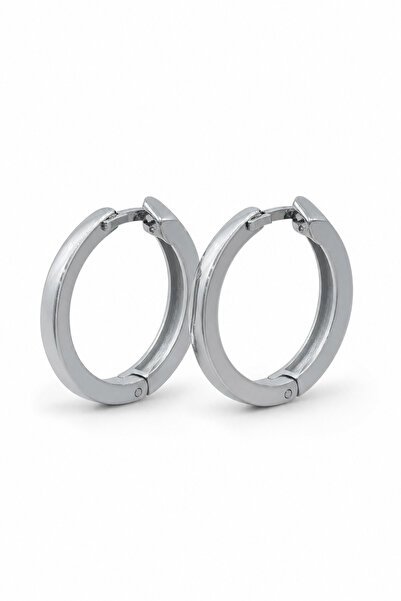 Jack Ferrero Unisex Gray Color Shiny Surface Hoop Earrings Steel Look Stylish...