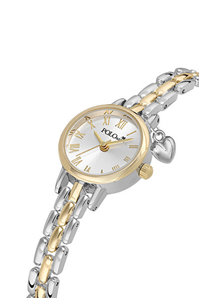 Poloair ساعة يد نسائية على شكل قلب بأرقام رومانية لون ذهبي وفضي PL-1601B3x