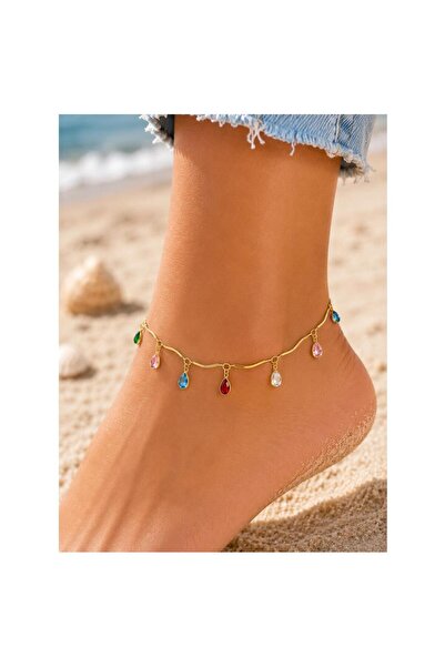 Bijustore Drop Zircon Stone Colorful Women's Anklet