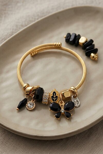 Inure Jewelry سوار على شكل فراشة سوداء