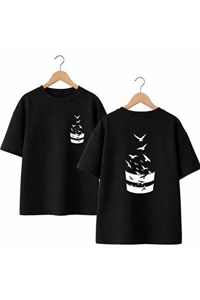playwear تي شيرت من نوع Shadow Birds مطبوع على الظهر والصدر الأمامي، مصنوع من...
