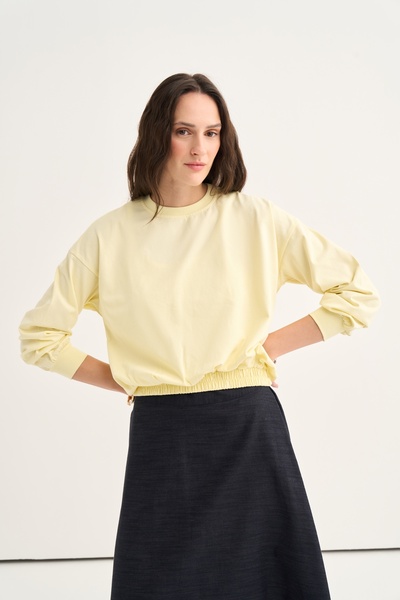 EBU Prive Women's Elastic Waist Sweatshirt Pastel Yellow
