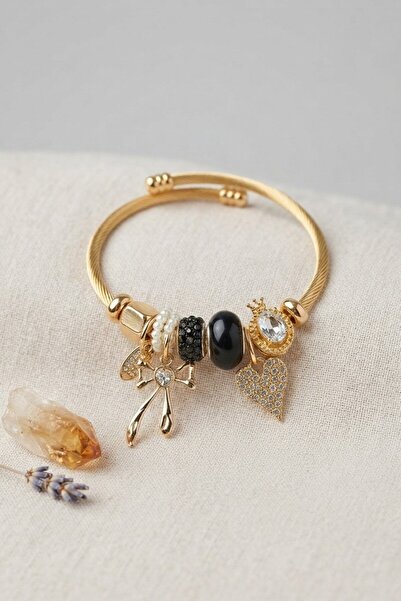 Inure Jewelry سوار بفيونكة وقلب أسود