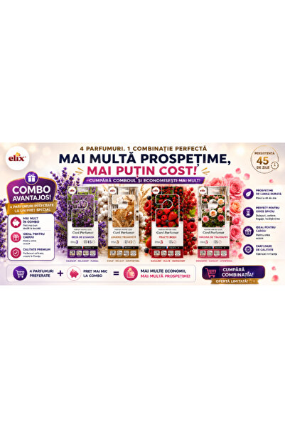 Elix Pachet combo 18 Odorizante parfumate tip card pentru dulap si haine – 6x...