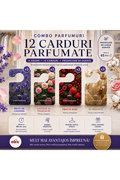 Elix Pachet combo 12 Odorizante parfumate tip card pentru dulap si haine – 3x...