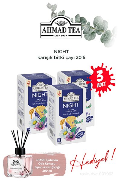 Ahmad Tea Night 3 Packs of Mixed Herbal Tea 20-Pack and Room Fragrance