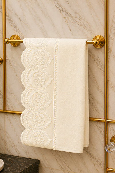 iselahome Nazenin Laced Cotton Dowry Hand Towel 50X90 cm