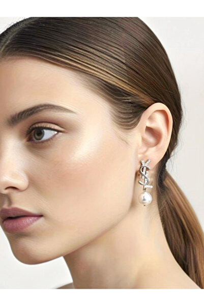 Alyas Aksesuar Classic Design Titanium Steel Earrings with Pearls