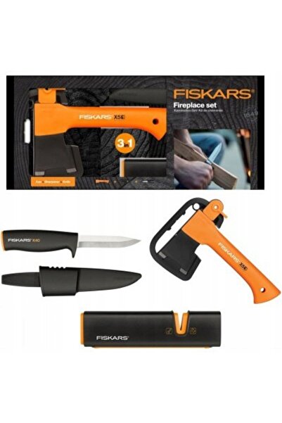 FiSKARS SET DE CAMPING: TOPOR X5 + CUȚIT + ASCUȚITOR 1057913