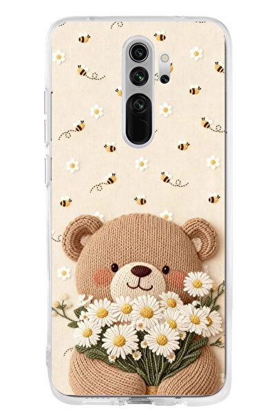 TechTree Redmi Note 8 Pro Uyumlu Arı ve Papatya Sevimli Ayıcık Baskılı Siliko...