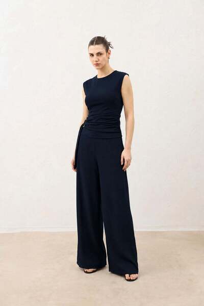 Antioch Navy Blue Buckle Detailed Women's Suit