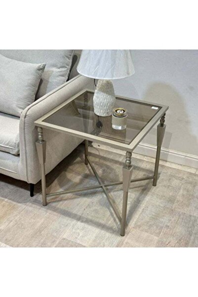 Bareeq Al Ostoura Single Coffee Table, Glass Top, Iron Legs