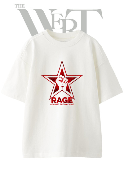 THEWERT Rage Against Machine_2 Design Printed Unisex White Oversize T-Shirt