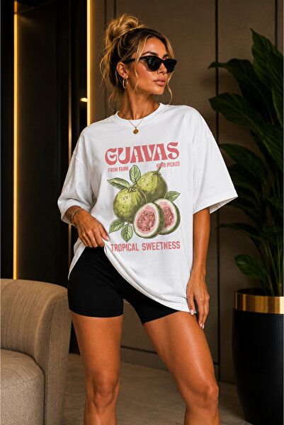FECCY Premium Guavas Printed Oversize Γυναικείο T-Shirt Βαμβακερό Oversize T-...