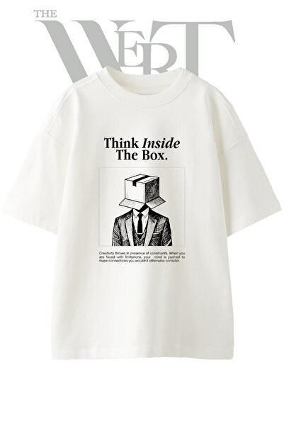 THEWERT Tricou oversize alb unisex cu imprimeu Is Adam Kutu Design