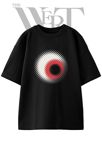 THEWERT Μαύρο μπλουζάκι oversize unisex με τυπωμένο σχέδιο κόκκινου κυκλικού ...