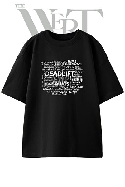THEWERT Μπλουζάκι Unisex Μαύρο Oversize με στάμπα σχεδίου γυμναστικής