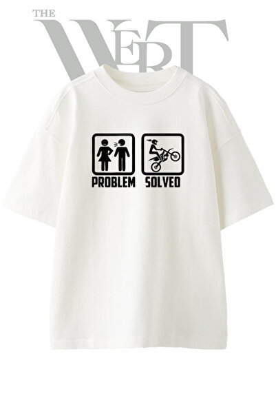 THEWERT Tricou oversize alb unisex cu imprimeu Dirt Bike Girl Design