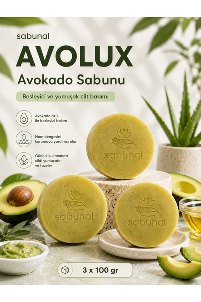 sabunal Avolux Avocado Soap 3 Pcs - Softening, Moisturizing, and Nourishing D...