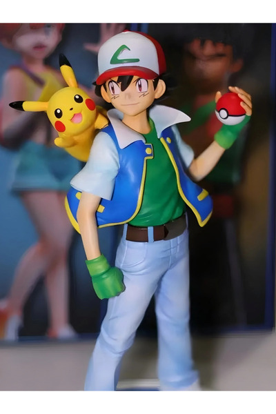 DEK Pokemon Ash Ketchum ve Pikachu Anime Figürü Pokeball Detaylı