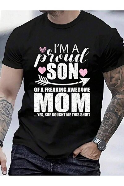 NOURAM تي شيرت 100% قطن مطبوع عليه "Proud Son Of A Freaking Awesome Mom" لعيد...