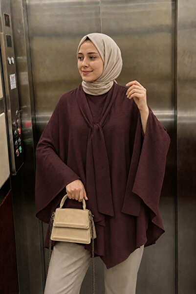 Lunfia Uzun Kuşaklı Salaş Tunik - Mürdüm