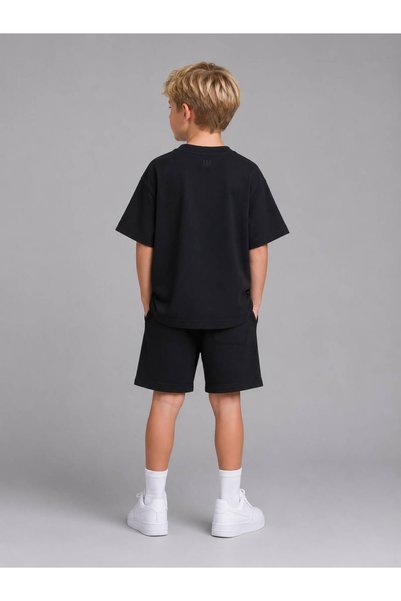 HZR wear Boys' Premium Oversize Thick Soft Fabric Heart Embroidered Shorts and T-Shirt Set