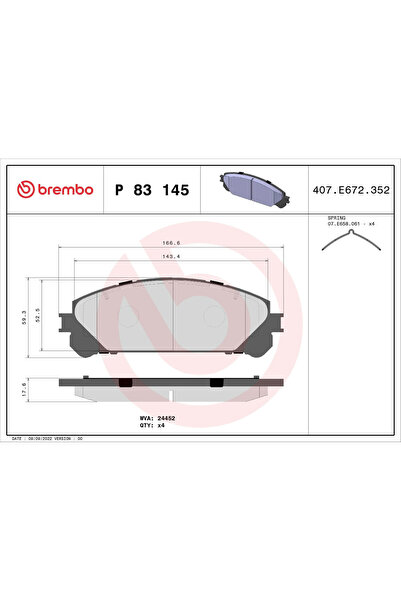 Brembo Set Placute Frana Frana Disc Lexus Es/Nx/Rx Toyota Alphard / Vellfire/...
