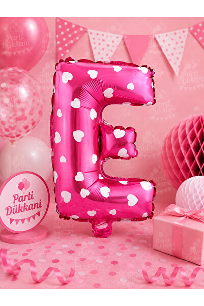 Parti Dükkanı 16 Inch 36 cm Polka Dot Pink Letter E Foil Balloon Birthday Nam...