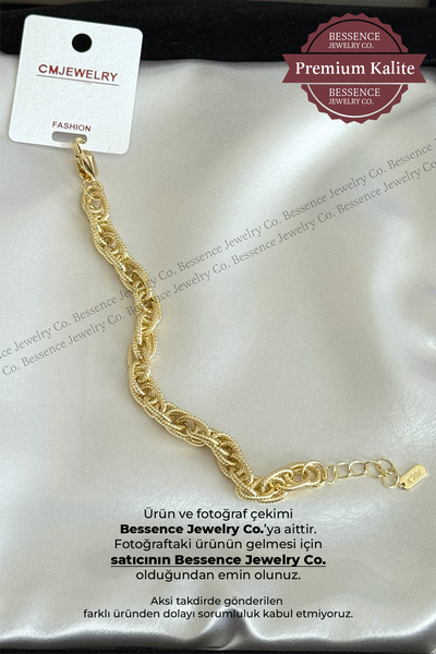 BESSENCE JEWELRY CO. CM Jew 14K Gold VIP New Burgu Chain Elegance Bileklik, 1...