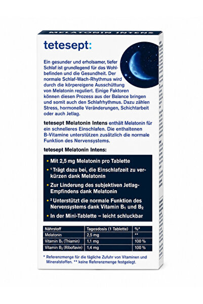 DM İyi Uykular Intens 2.5 mg Mini Tablet 30 Adet | B1 ve B2 Vitaminli Takviye Edici Gıda
