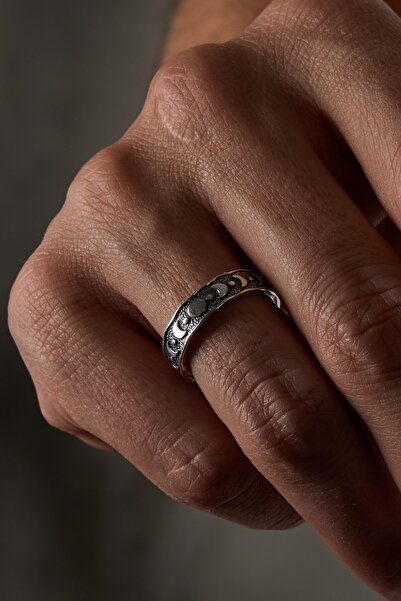 Ricco Jewellery 925 Ayar Gümüş Oksitli Ayarlanabilir Selene Yüzük