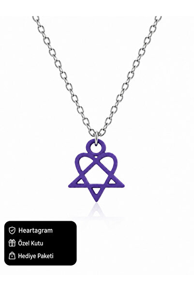 HER ŞEY NOTA www.herseynota.com Mor Heartagram Sembol Tasarımlı Zincir Kolye ...