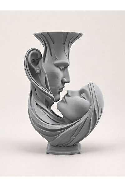 Genel Markalar Modern Çift Yüz Tasarımlı Dekoratif Vazo 15 cm – 3D Baskı Heyk...