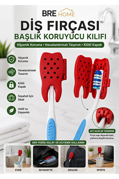 BRE HOME Diş Fırçası Başlığı Koruyucu Kılıf | Havalandırmalı Hijyenik Diş Fır...