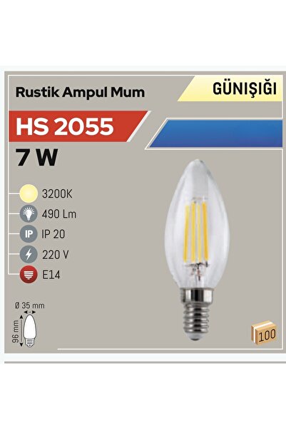 Helios 7W Rustik Ampul Mum, GÜNIŞIĞI (HS 2055)