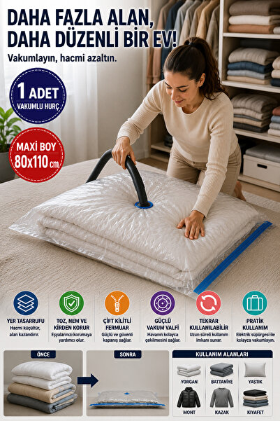 OpenCity Maxi Size Vacuum Storage Bag 80X110 cm 1 Piece Double Lock Vacuum Ba...