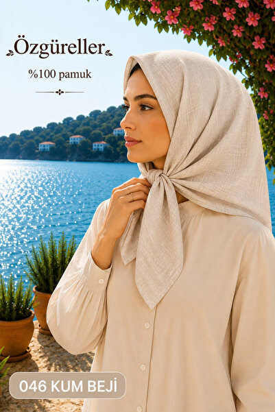 ÖZGÜRELLER Özgüreller, 100x100 cm Taşlanmış Eşarp (Kot Dikişli) , %100 Pamukl...