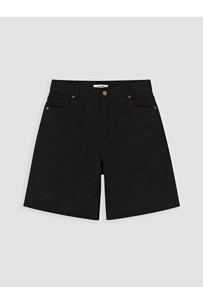 LC Waikiki Black Plus Size Women's Jean Shorts