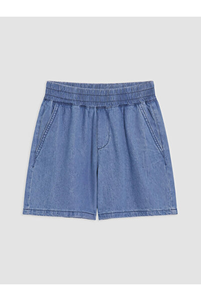 LC Waikiki Blue Elastic Waist Women's Jean Shorts
