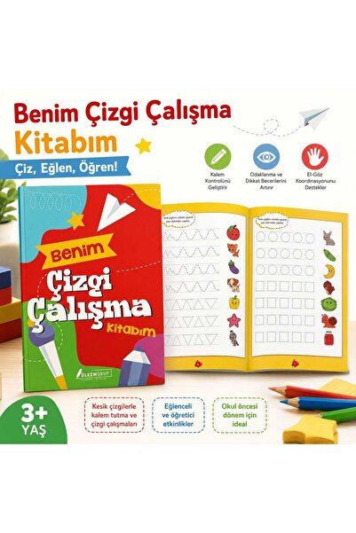 Çizgi Çalışma Kitabı Okul Öncesi Eğitici Aktivite ve El Becerisi Gelişim Kitabı