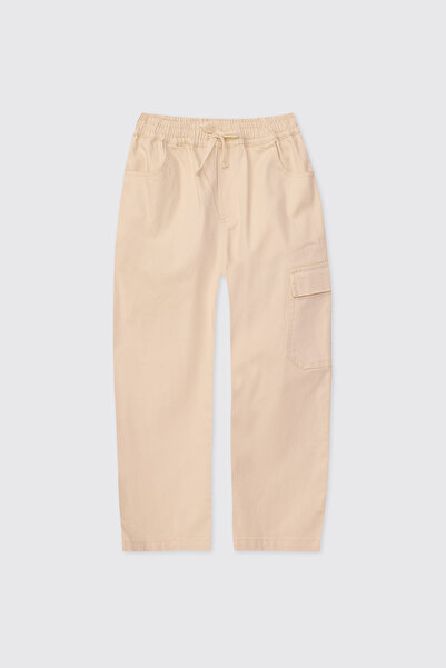 Panço Boy's Beige Trousers with Elastic Waist
