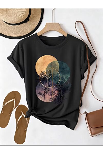 l'eivor Full Moon Variations Printed Cotton Women's T-Shirt