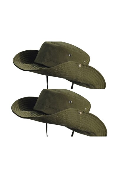 zadenza gold Pack of 2 Summer Safari Trilby Cotton Cowboy Hats (2 Pieces)